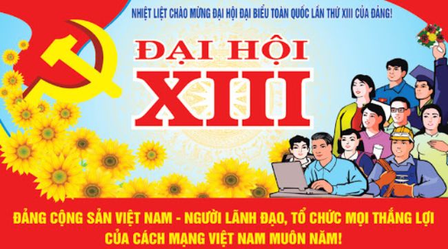 Băng rôn chào mừng đại hội  đại biểu toàn quốc lần XIII của Đảng