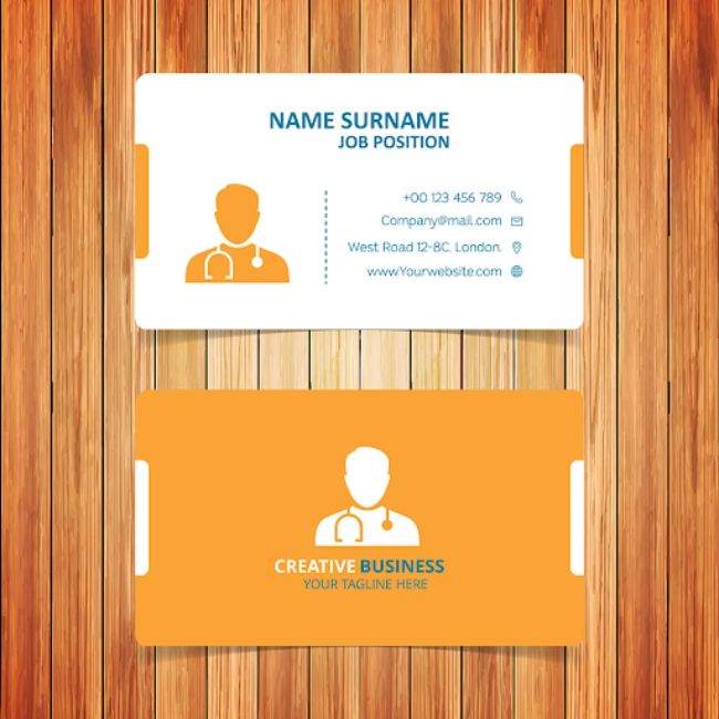 Name card bác sĩ kết hợp giữa 2 màu cam trắng nổi bật