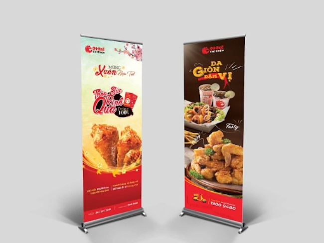 Standee khai trương Cơm sấy Nhật Quỳnh